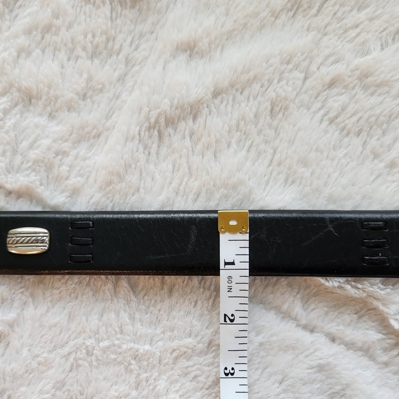 Awesome Docker's Men's Leather Belt with Silver Buckle and Metal Pieces Black - Picture 5 of 5